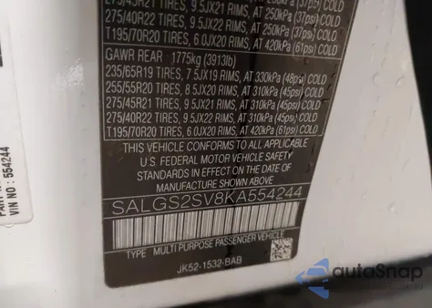 2019 Land Rover Range Rover 3.0L V6 Supercharged Hse из США, поврежденный, VIN SALGS2SV8KA554244